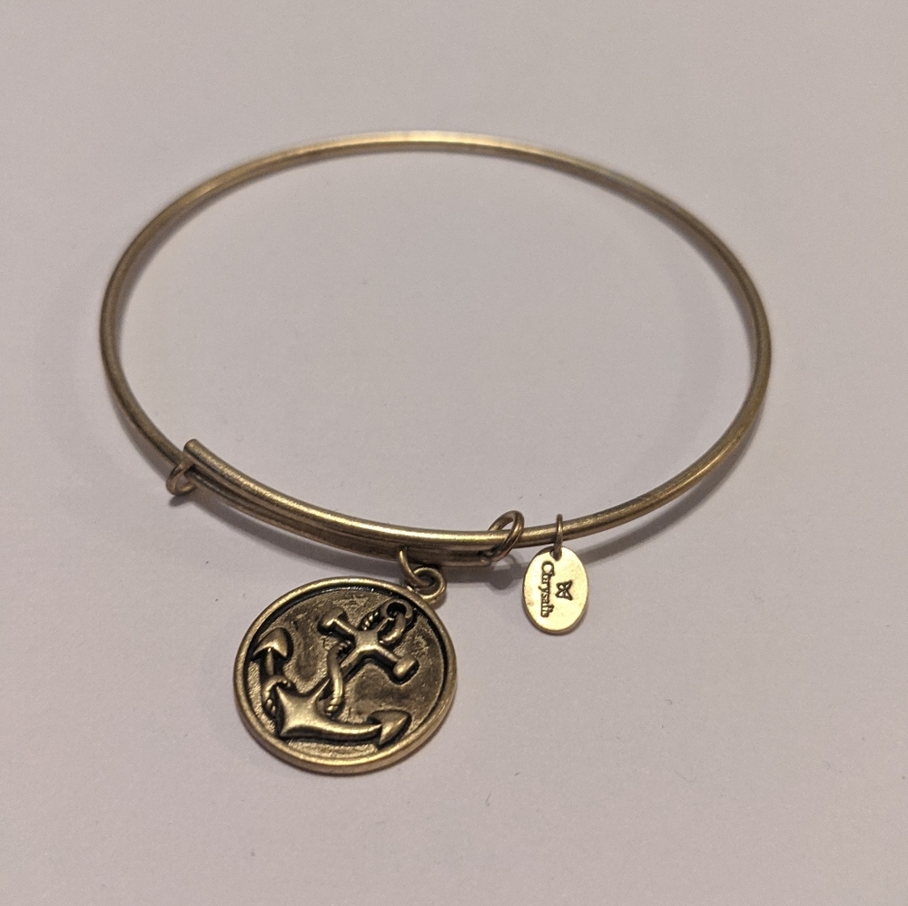 Chrysalis nautical charm bracelet bangle - adjustable gold tone